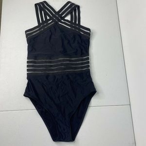 Aava Imogen Crossover One-Piece Swimsuit Size Small NWT Black UV protection